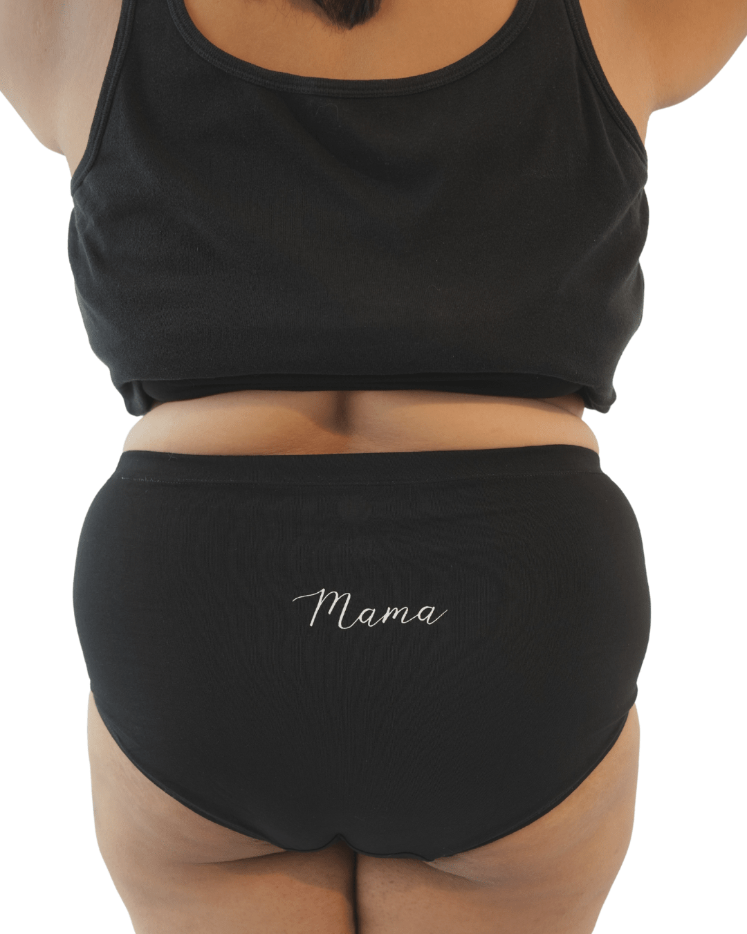 Classic Black Mama Lingerie Set – Womens Maternity Wear on Brown Living™. SKU: 005BABlackMamaAOPXS. Img 1.