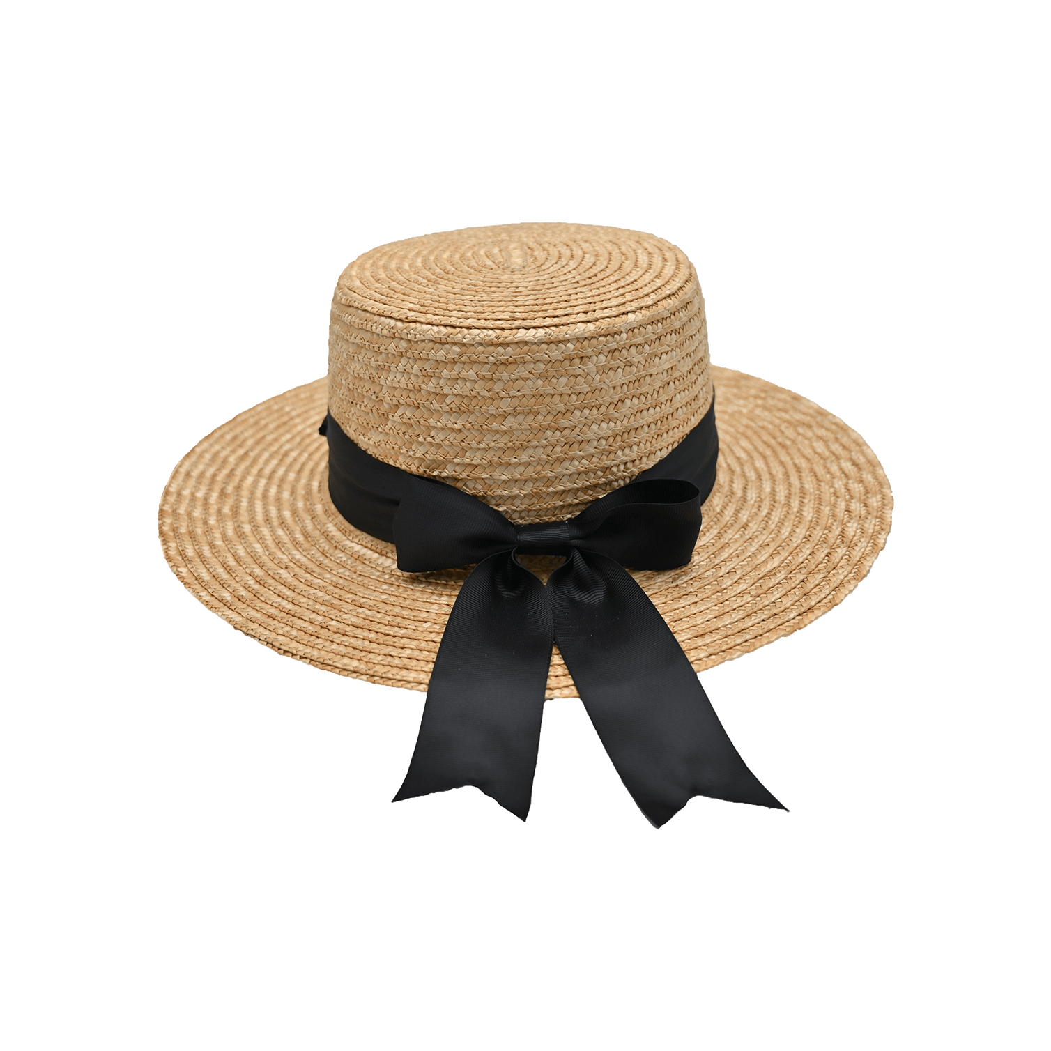 Classic Boater Hat with Black Ribbon – Womens Hat on Brown Living™. SKU: MBNL002009. Img 6.