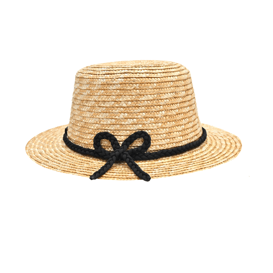 Classic Boater Hat with Black Ribbon – Womens Hat on Brown Living™. SKU: MBNL002011. Img 8.