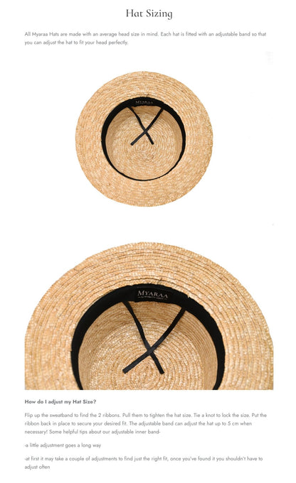 Classic Boater Hat with Navy Blue Ribbon | Timeless Summer Style – Womens Hat on Brown Living™. SKU: MBNL002046. Img 7.