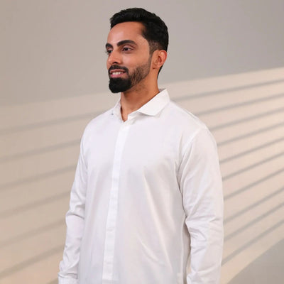 Classic Cotton White Shirt – Timeless & Elegant For Men – Mens Shirt on Brown Living™. SKU: SN - WT - F - S. Img 3.