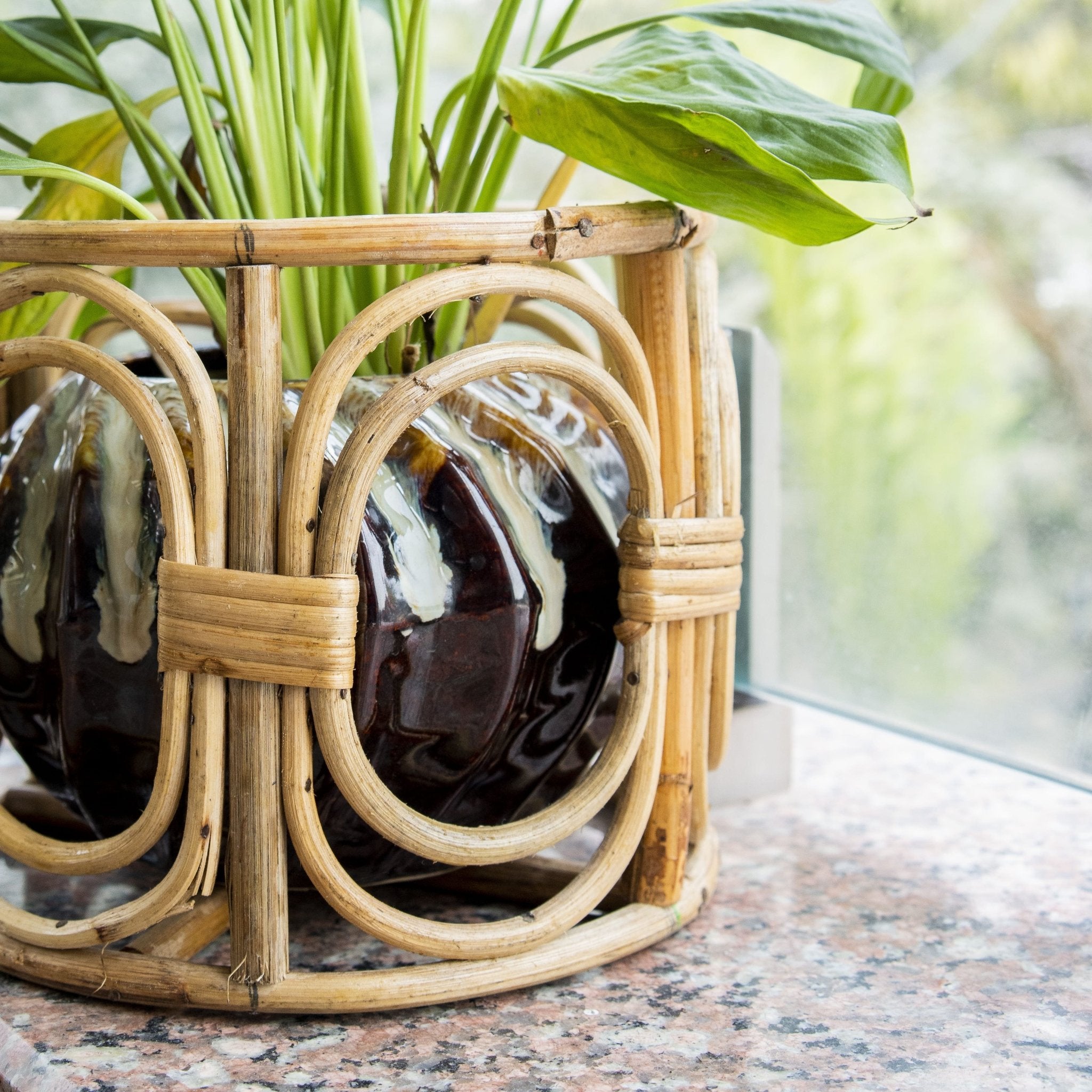 Classic Rattan Planter Pot – Handmade & Decorative – Pots & Planters by AJAARA available on Brown Living™. . SKU: SYMPP003. Img 2.
