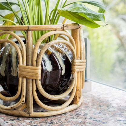 Classic Rattan Planter Pot – Handmade & Decorative – Pots & Planters by AJAARA available on Brown Living™. . SKU: SYMPP003. Img 2.