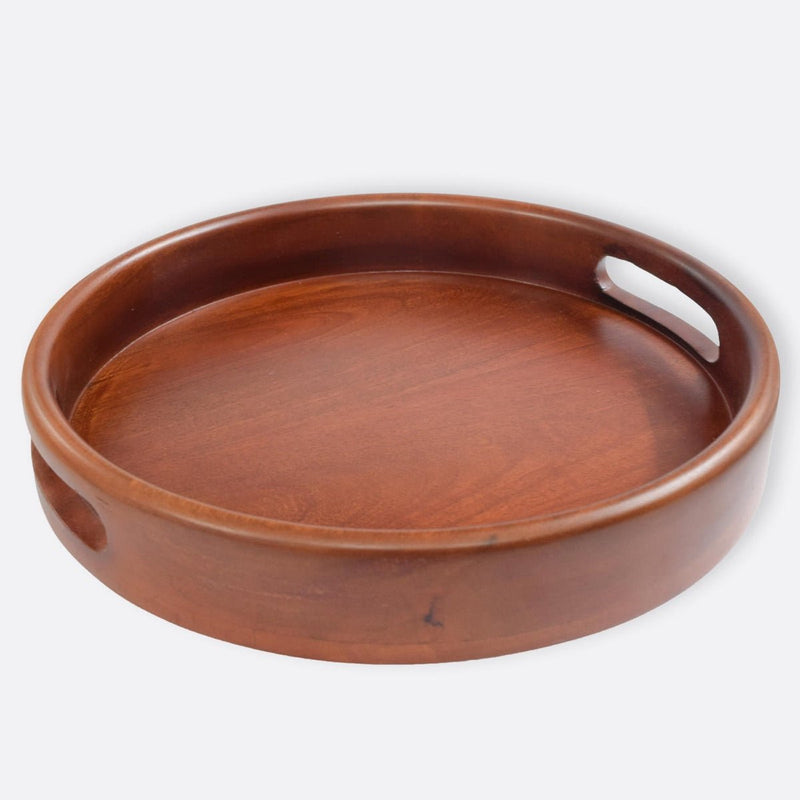 Classic Round Serving Wooden Tray (12 Inch) | Verified Sustainable Trays & Platters on Brown Living™