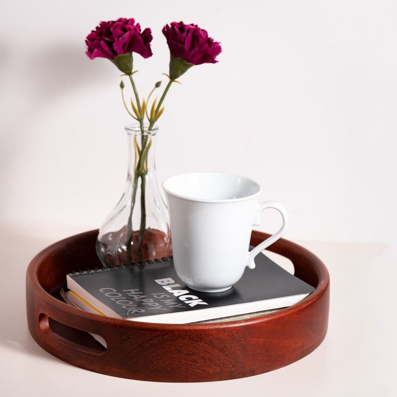 Classic Round Serving Wooden Tray (12 Inch) | Verified Sustainable Trays & Platters on Brown Living™