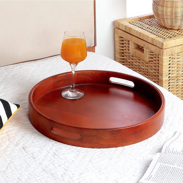 Classic Round Serving Wooden Tray (Large, 16 Inch) | Verified Sustainable Trays & Platters on Brown Living™