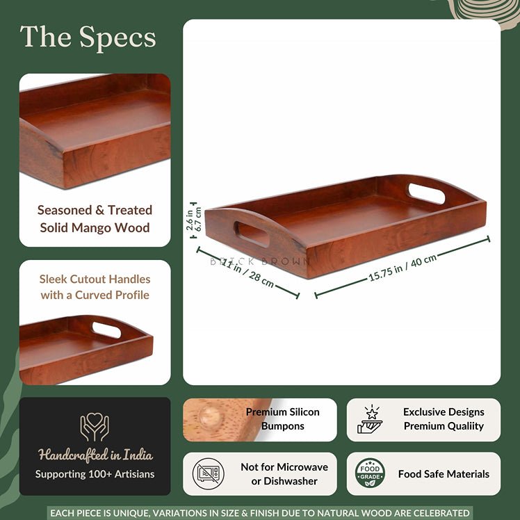 Classic Serving Wooden Tray (Large) | Verified Sustainable by Brown Living™