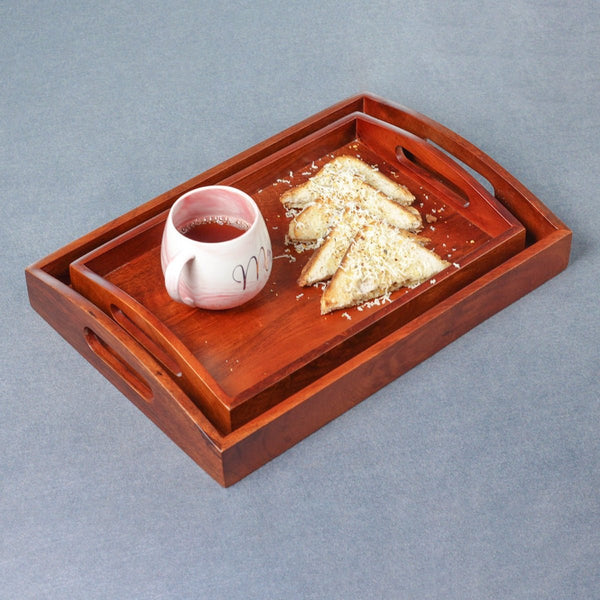 Classic Serving Wooden Tray (Set of 2) | Verified Sustainable Trays & Platters on Brown Living™
