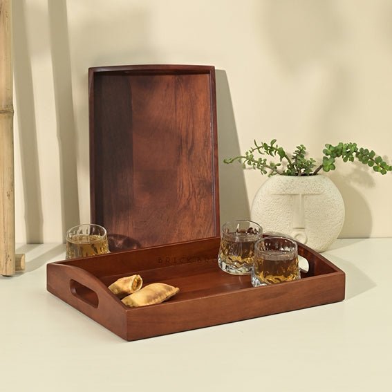 Classic Serving Wooden Tray (Set of 2) | Verified Sustainable Trays & Platters on Brown Living™