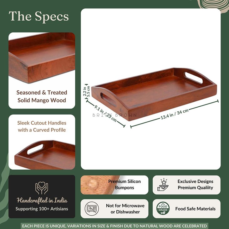 Classic Serving Wooden Tray (Small) | Verified Sustainable by Brown Living™