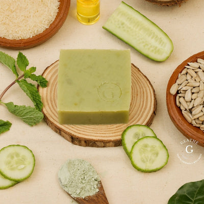 Clay And Cucumber Handmade Soap Refreshing Natural Bath Bar – Body Soap on Brown Living™. SKU: CC024. Img 2.