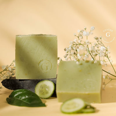 Clay And Cucumber Handmade Soap Refreshing Natural Bath Bar – Body Soap on Brown Living™. SKU: CC024. Img 1.