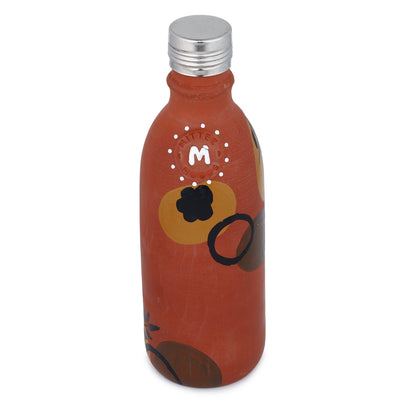 Clay Bottle Steel Cap Hand Painted Leaf Design – Bottles & Sippers on Brown Living™. SKU: MM-06-1000. Img 6.