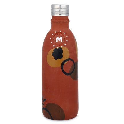 Clay Bottle Steel Cap Hand Painted Leaf Design – Bottles & Sippers on Brown Living™. SKU: MM-06-1000. Img 5.