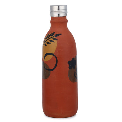 Clay Bottle Steel Cap Hand Painted Leaf Design – Bottles & Sippers on Brown Living™. SKU: MM-06-500. Img 8.