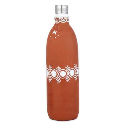 Clay Bottle Steel Cap Hand Painted Mandana Art – Bottles & Sippers on Brown Living™. SKU: NMM-04-PN-1000. Img 3.
