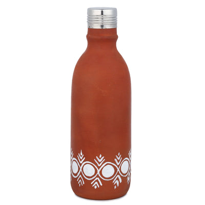 Clay Bottle Steel Cap Hand Painted Mandana Art – Bottles & Sippers on Brown Living™. SKU: NMM-04-PN-500. Img 6.