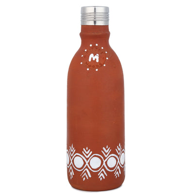 Clay Bottle Steel Cap Hand Painted Mandana Art – Bottles & Sippers on Brown Living™. SKU: NMM-04-PN-500. Img 5.