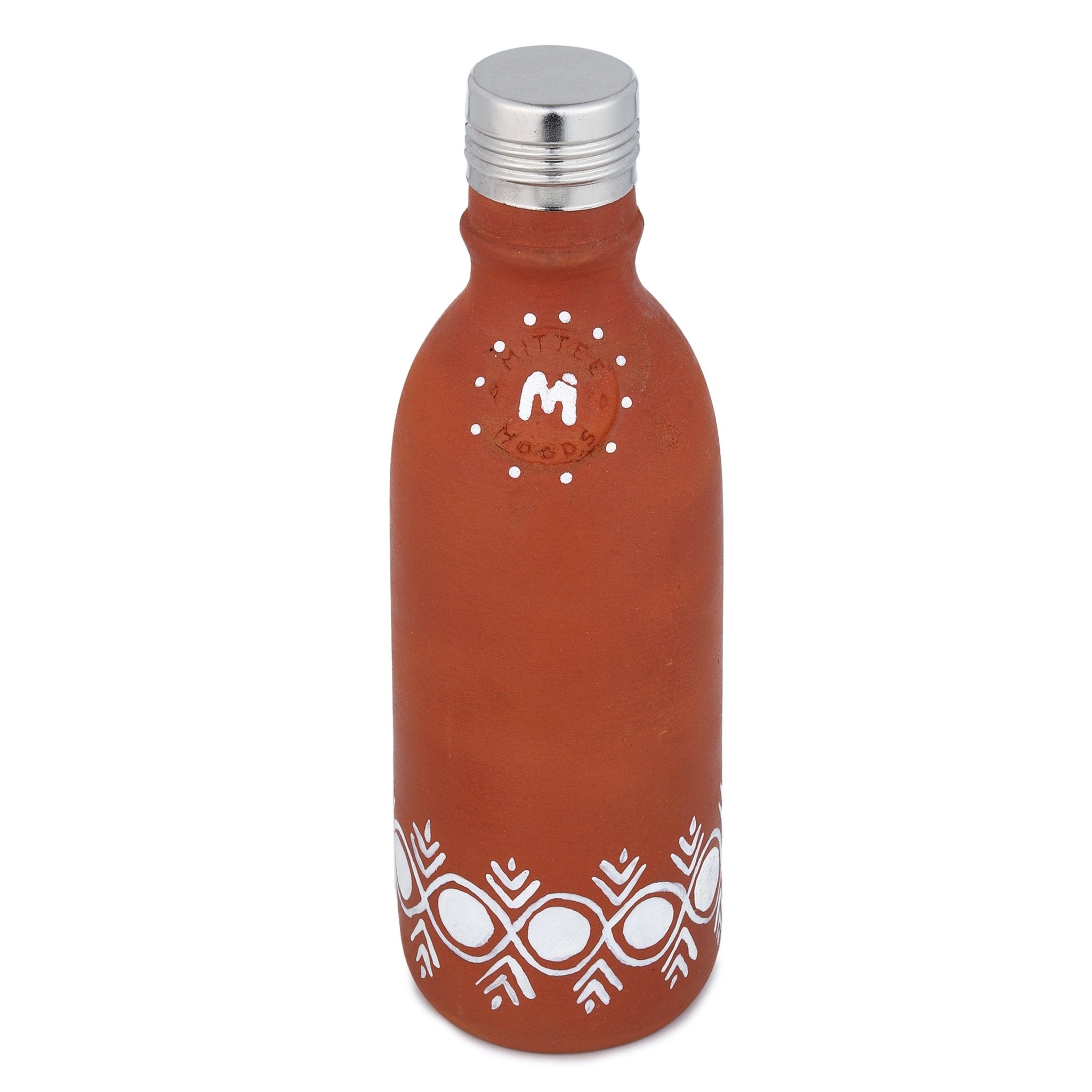 Clay Bottle Steel Cap Hand Painted Mandana Art – Bottles & Sippers on Brown Living™. SKU: NMM-04-PY-500. Img 8.