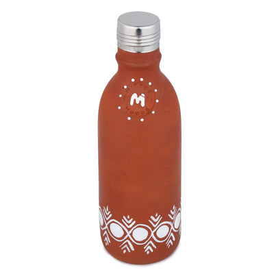 Clay Bottle Steel Cap Hand Painted Mandana Art – Bottles & Sippers on Brown Living™. SKU: NMM-04-PY-500. Img 8.