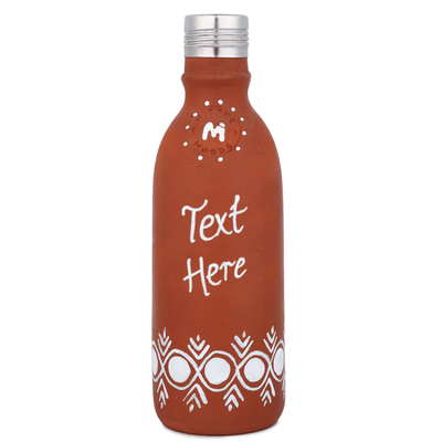 Clay Bottle Steel Cap Hand Painted Mandana Art – Bottles & Sippers on Brown Living™. SKU: NMM-04-PY-500. Img 7.
