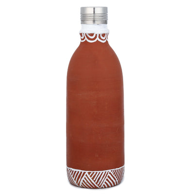 Clay Bottle Steel Cap Hand Painted Musical Warli Art – Bottles & Sippers on Brown Living™. SKU: NMM-02-PN-500. Img 8.