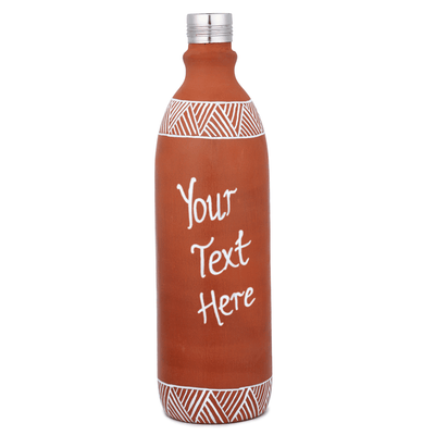 Clay Bottle Steel Cap Hand Painted Musical Warli Art – Bottles & Sippers on Brown Living™. SKU: NMM-02-PY-1000. Img 5.