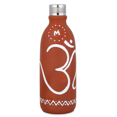 Clay Bottle Steel Cap Hand Painted Om Spiritual Art – Bottles & Sippers on Brown Living™. SKU: NMM-03-PN-500. Img 6.