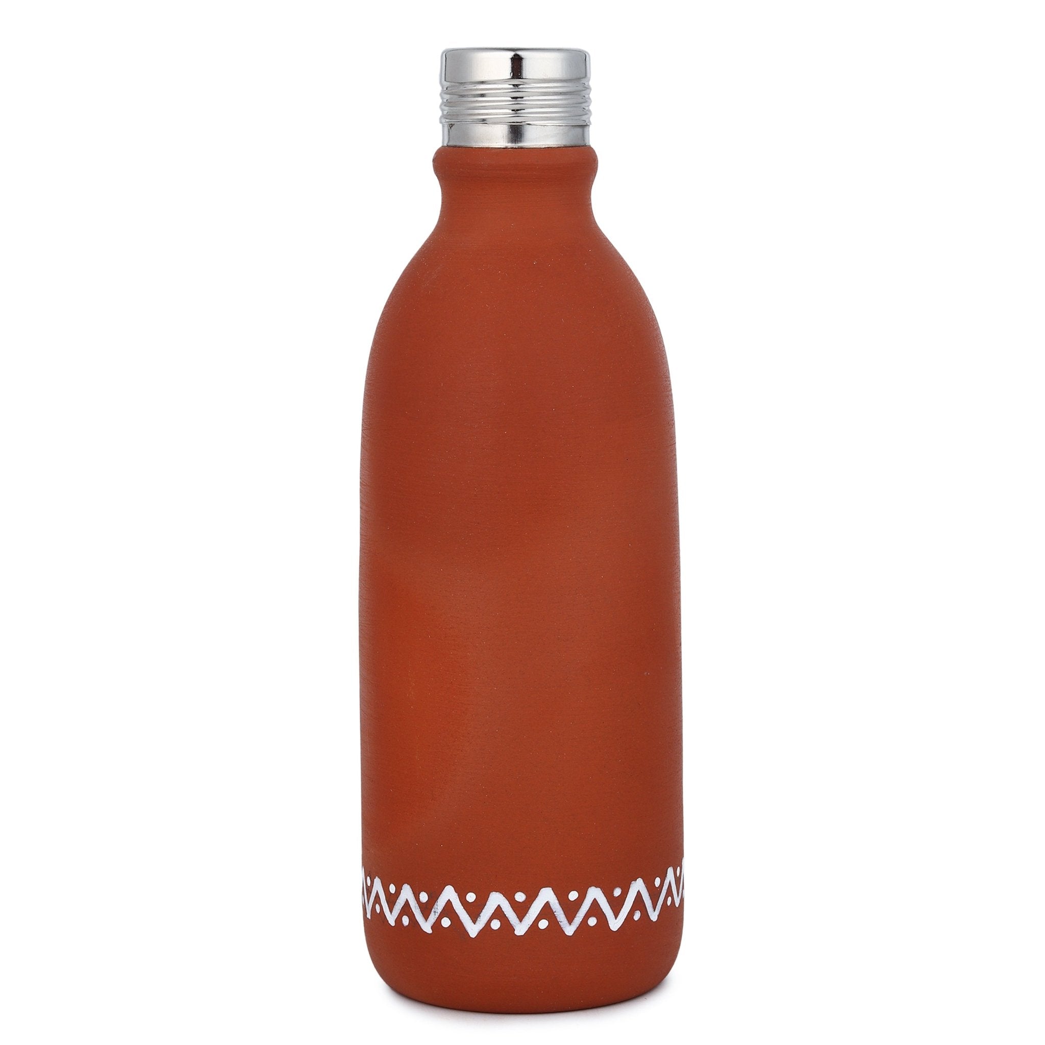 Clay Bottle Steel Cap Hand Painted Om Spiritual Art – Bottles & Sippers on Brown Living™. SKU: NMM-03-PN-500. Img 8.