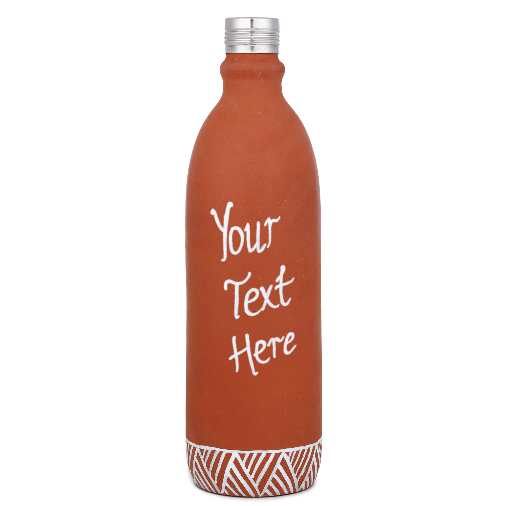 Clay Bottle Steel Cap Hand Painted Om Spiritual Art – Bottles & Sippers on Brown Living™. SKU: NMM-03-PY-1000. Img 5.