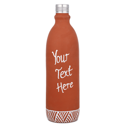Clay Bottle Steel Cap Hand Painted Om Spiritual Art – Bottles & Sippers on Brown Living™. SKU: NMM-03-PY-1000. Img 5.