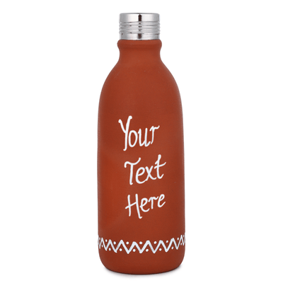 Clay Bottle Steel Cap Hand Painted Om Spiritual Art – Bottles & Sippers on Brown Living™. SKU: NMM-03-PY-500. Img 9.