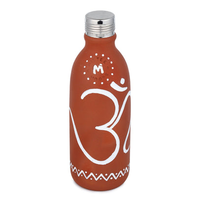 Clay Bottle Steel Cap Hand Painted Om Spiritual Art – Bottles & Sippers on Brown Living™. SKU: NMM-03-PY-500. Img 10.