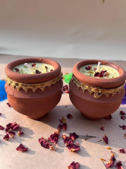 Clay Kulhad Thandai Candle | Handcrafted Eco - Friendly Candle – Candles & Fragrances on Brown Living™. SKU: LUSH_0015. Img 1.