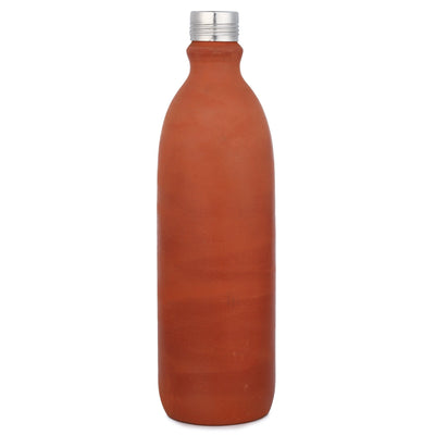 Clay Water Bottle Steel Cap Natural Terracotta (Non - Painted) – Bottles & Sippers on Brown Living™. SKU: NMM-05-PN-1000. Img 4.