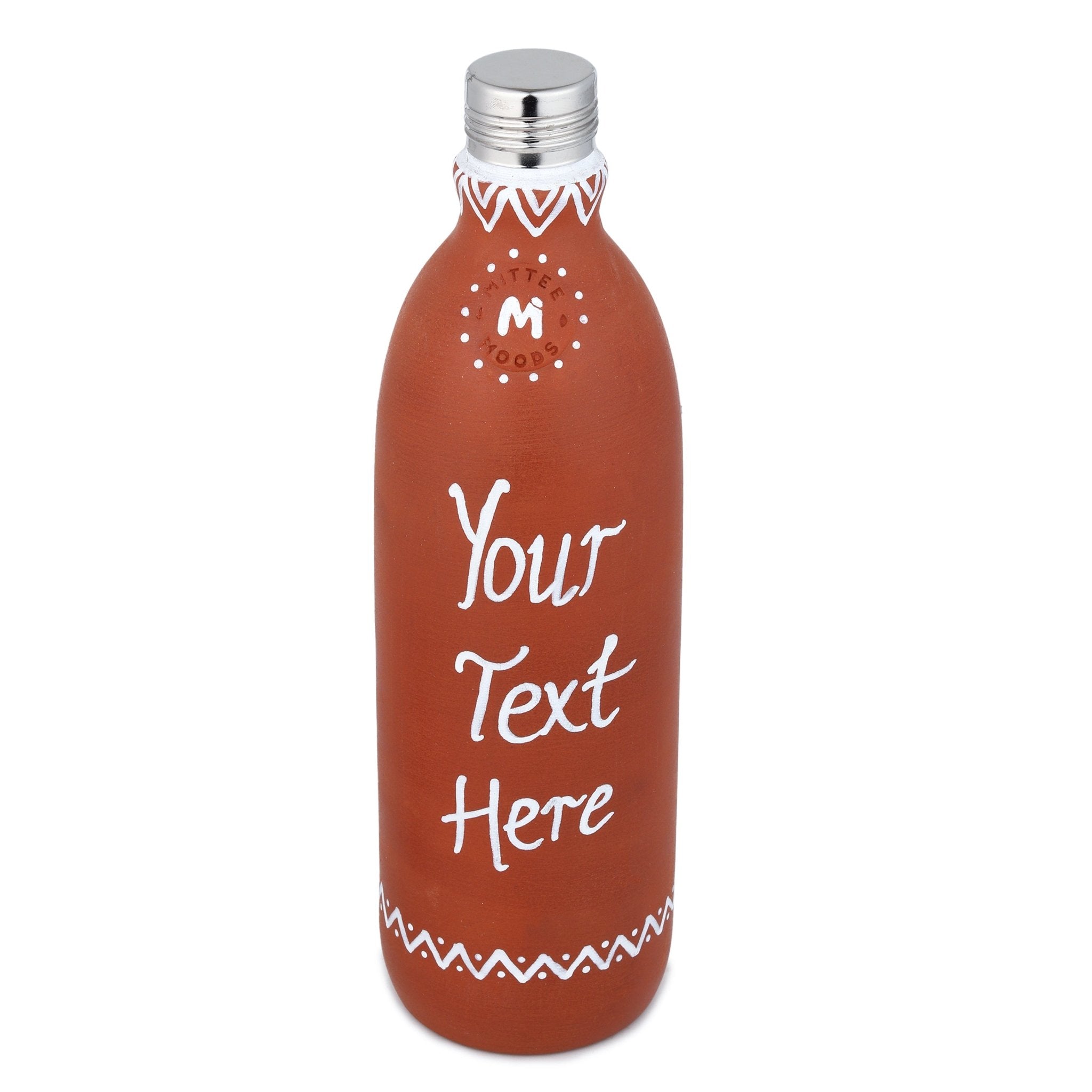 Clay Water Bottle Steel Cap Natural Terracotta (Non - Painted) – Bottles & Sippers on Brown Living™. SKU: NMM-05-PY-1000. Img 9.