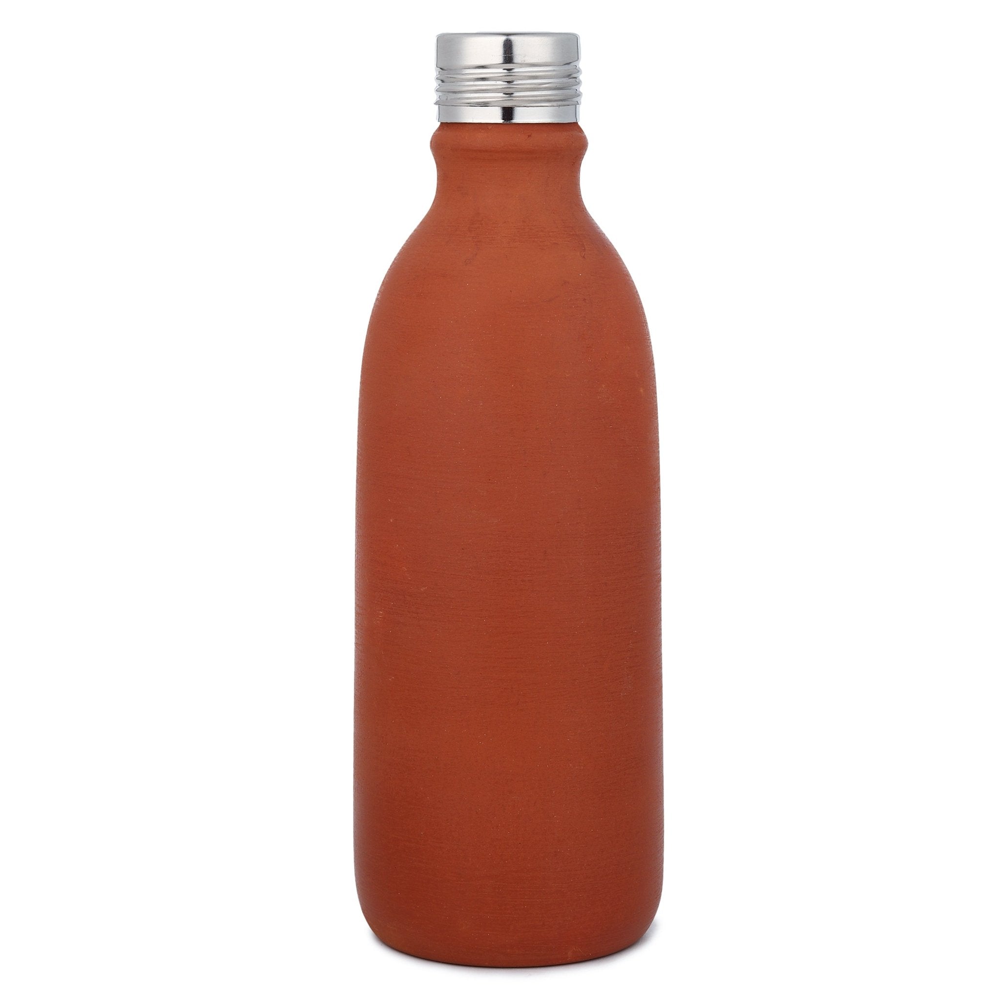 Clay Water Bottle Steel Cap Natural Terracotta (Non - Painted) – Bottles & Sippers on Brown Living™. SKU: NNMM-01-PN-500. Img 8.