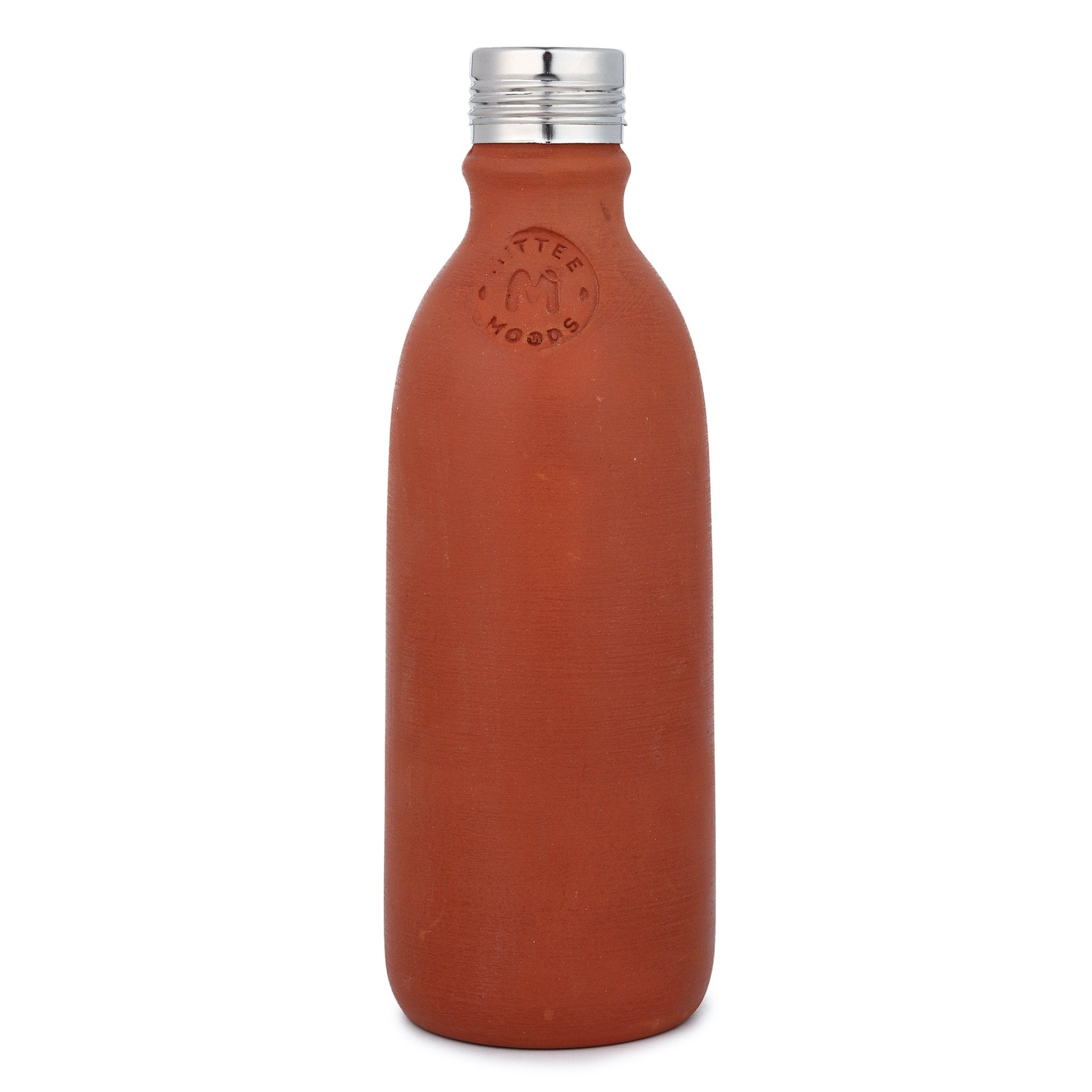 Clay Water Bottle Steel Cap Natural Terracotta (Non - Painted) – Bottles & Sippers on Brown Living™. SKU: NNMM-01-PN-500. Img 5.