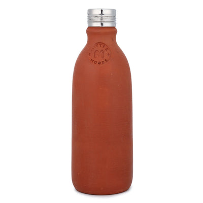 Clay Water Bottle Steel Cap Natural Terracotta (Non - Painted) – Bottles & Sippers on Brown Living™. SKU: NNMM-01-PN-500. Img 5.