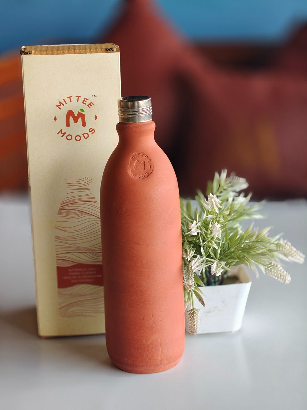 Clay Water Bottle Steel Cap Natural Terracotta (Non - Painted) – Bottles & Sippers on Brown Living™. SKU: NNMM-01-PY-500. Img 11.