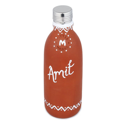 Clay Water Bottle Steel Cap Natural Terracotta (Non - Painted) – Bottles & Sippers on Brown Living™. SKU: NNMM-01-PY-500. Img 10.