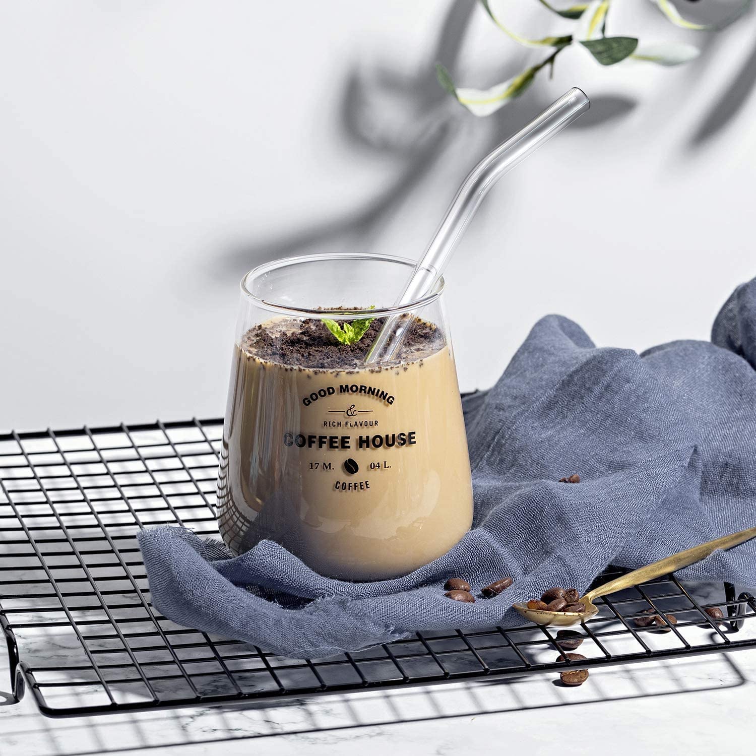 Clear Transparent Glass Straws with Cleaning Brush – Set of 6 – Drinking Straws & Stirrers on Brown Living™. SKU: CLR - STRW. Img 4.