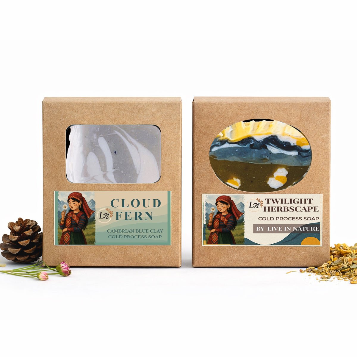 Cloud Fern & Twilight Herbscape Soap Set (Pack of 2) – Soap on Brown Living™. SKU: LN-SET-CFTH-01. Img 4.