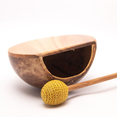 Coco Drum With Stick – Handmade Coconut Shell Musical Toy – Art & Craft Supplies on Brown Living™. SKU: EGM04. Img 2.