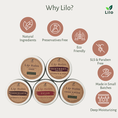 Cocoa Almond Lip Balm | For Dry & Chapped Lips – Lip Balms by Lilo Naturals available on Brown Living™. Pack Of 1 . SKU: SKU004 - 1. Img 6.