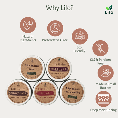 Cocoa Almond Lip Balm | For Dry & Chapped Lips – Lip Balms by Lilo Naturals available on Brown Living™. Pack Of 1 . SKU: SKU004 - 1. Img 6.