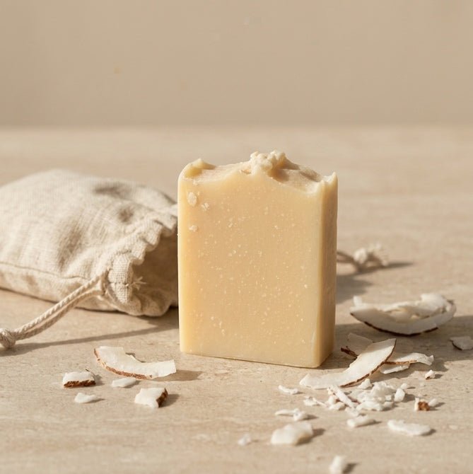 Coconut Body & Face Soap for Sensitive Skin – Body Soap on Brown Living™. SKU: Artisanal - Coconutut. Img 1.