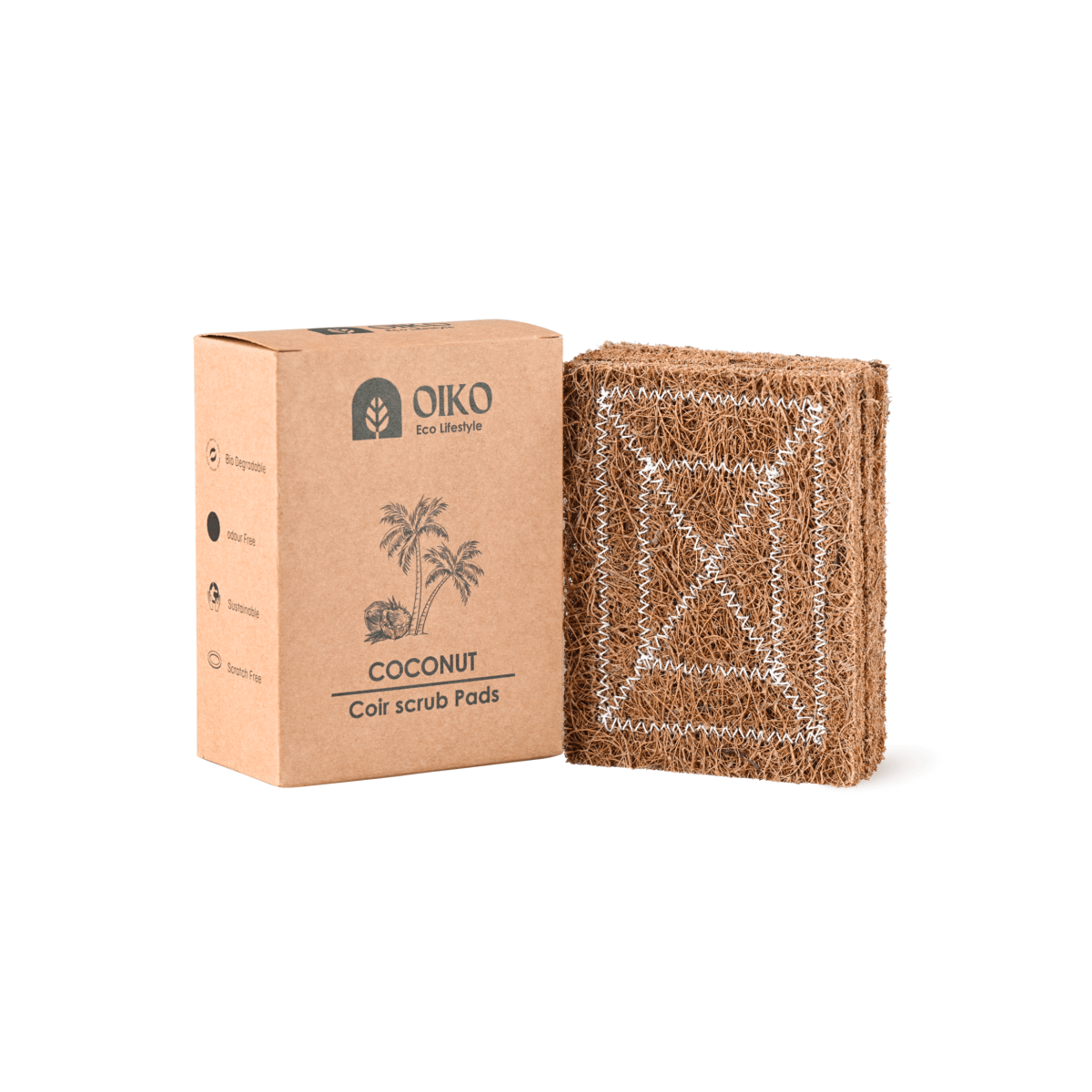 Coconut Coir Cleaning Scrub Pad | Natural, Biodegradable & Effective – Cleaning Products by OIKO available on Brown Living™. . SKU: CO/SC/P5. Img 1.