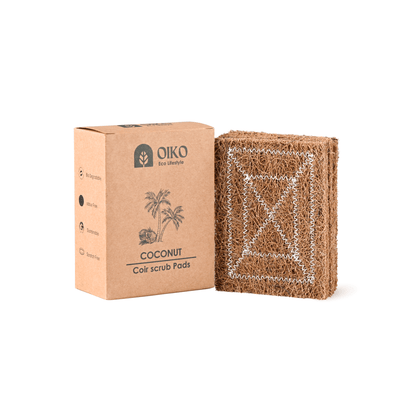 Coconut Coir Cleaning Scrub Pad | Natural, Biodegradable & Effective – Cleaning Products by OIKO available on Brown Living™. . SKU: CO/SC/P5. Img 1.
