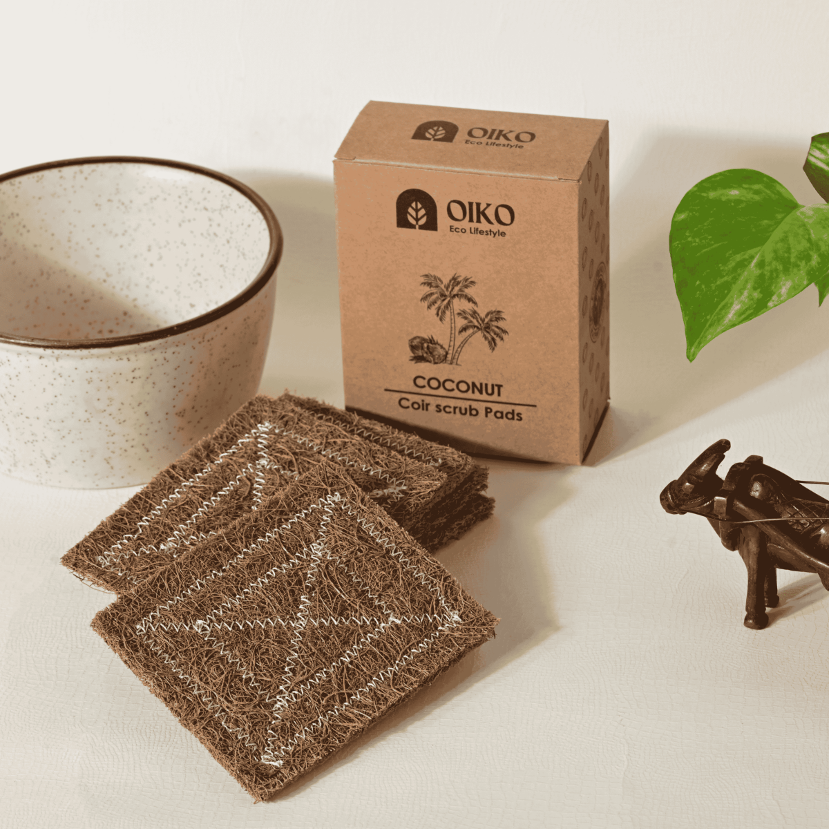 Coconut Coir Cleaning Scrub Pad | Natural, Biodegradable & Effective – Cleaning Products by OIKO available on Brown Living™. . SKU: CO/SC/P5. Img 2.